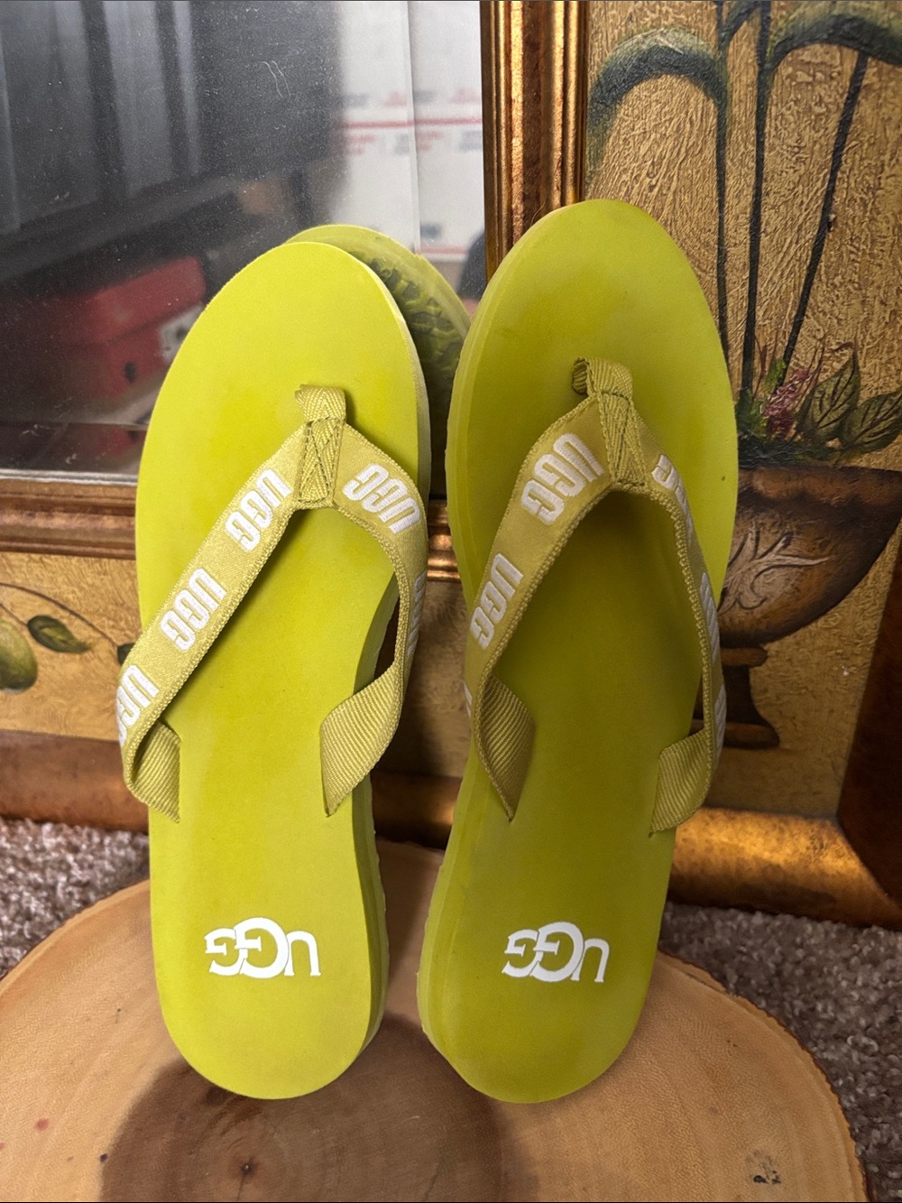 UGG Neon Lime Green Flip Flop Sandals